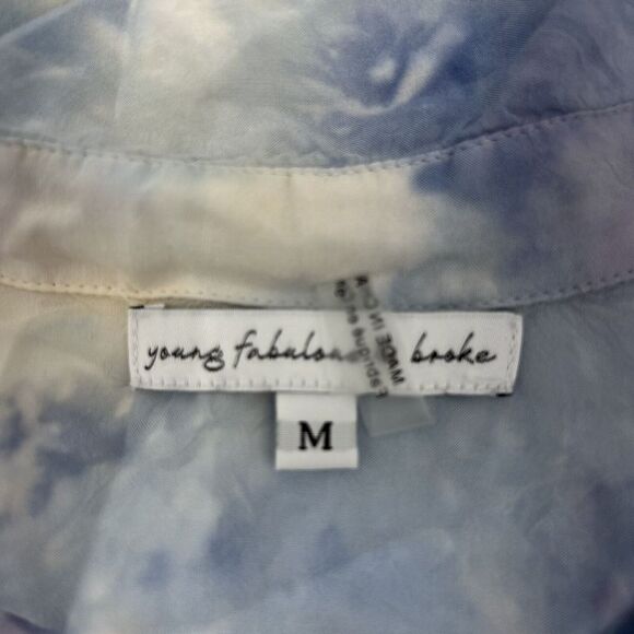 Young Fabulous Broke Tie Dye Button Up Rayon Shirt Size M - Picture 3 of 4